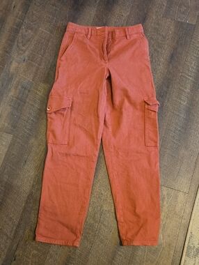 Women's Straight Leg Cargo Jeans in Rust